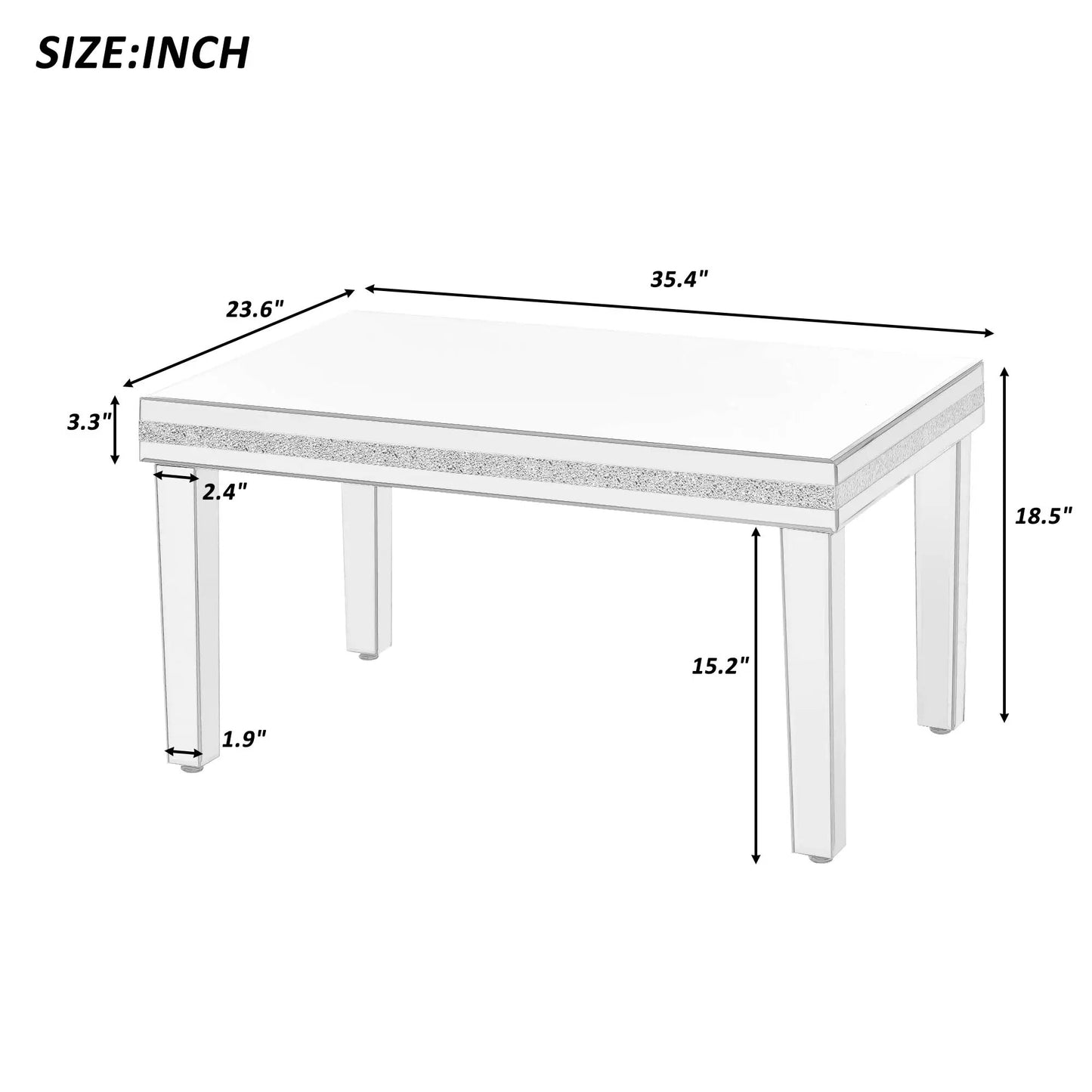 Modern Glass Mirrored Coffee Table