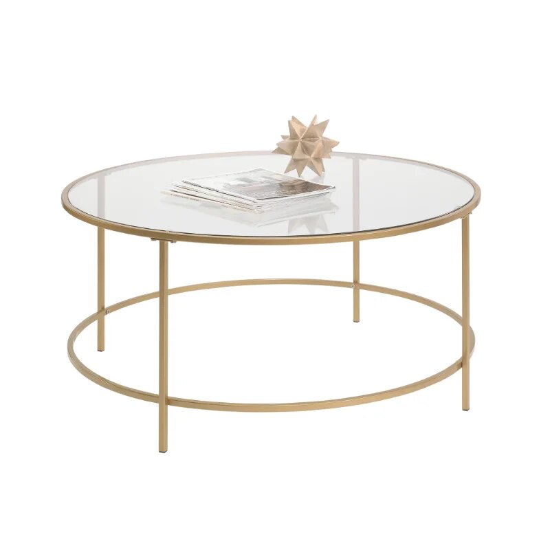 Round Gold Finish Coffee Table