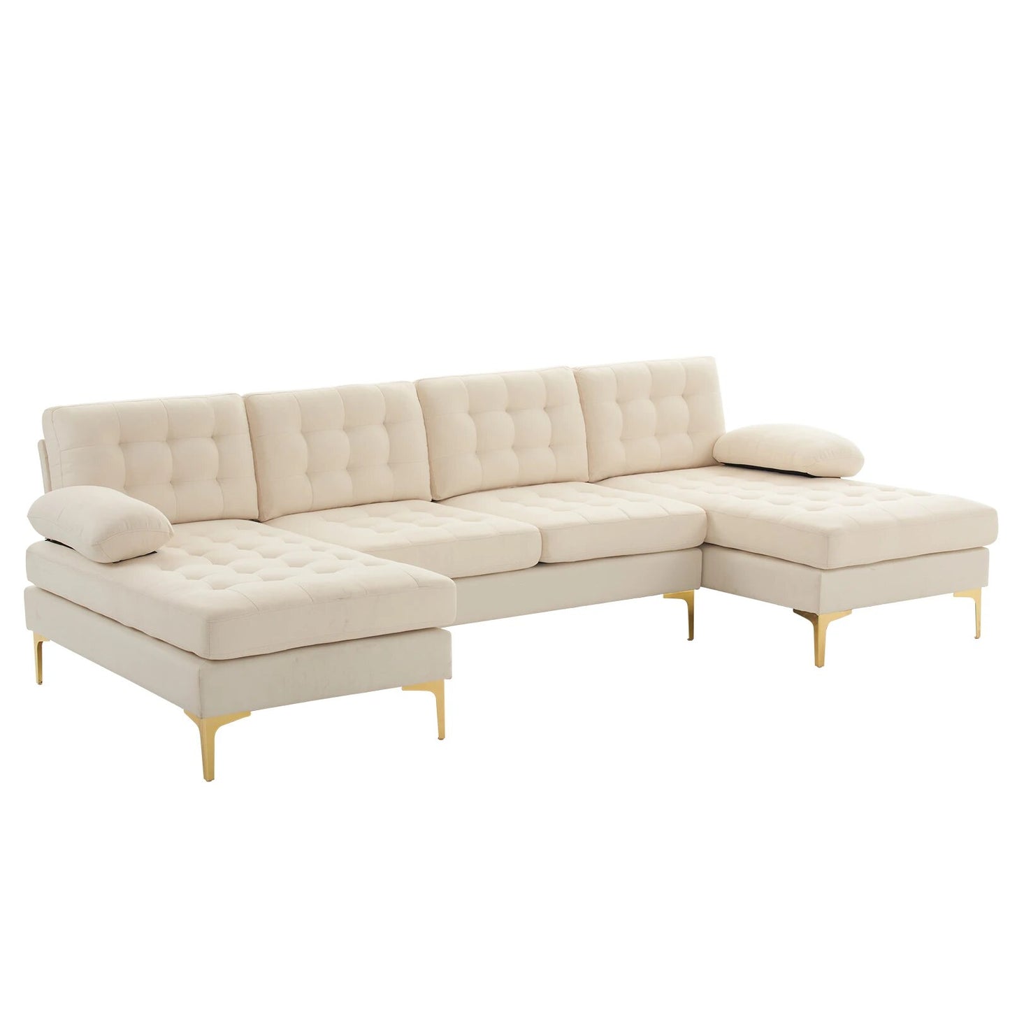 -shaped Sectional Beige Sofa