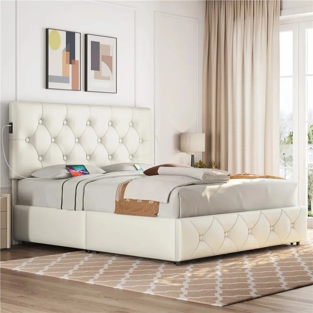 Faux Leather Upholstered Bed