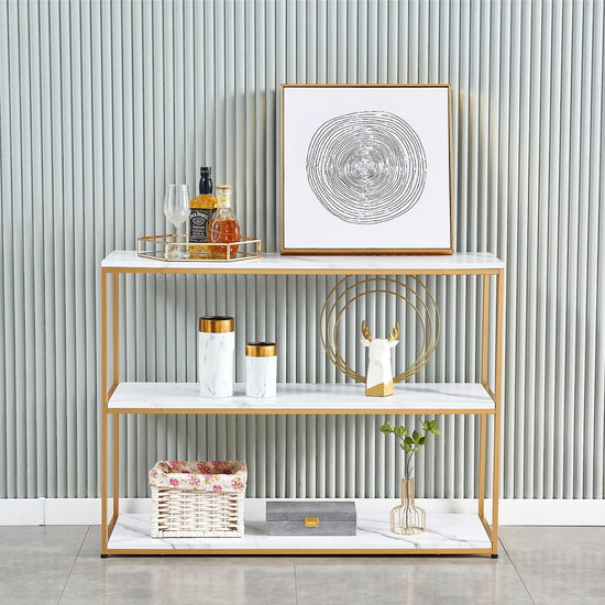 3-Layer Marble Top Console Table