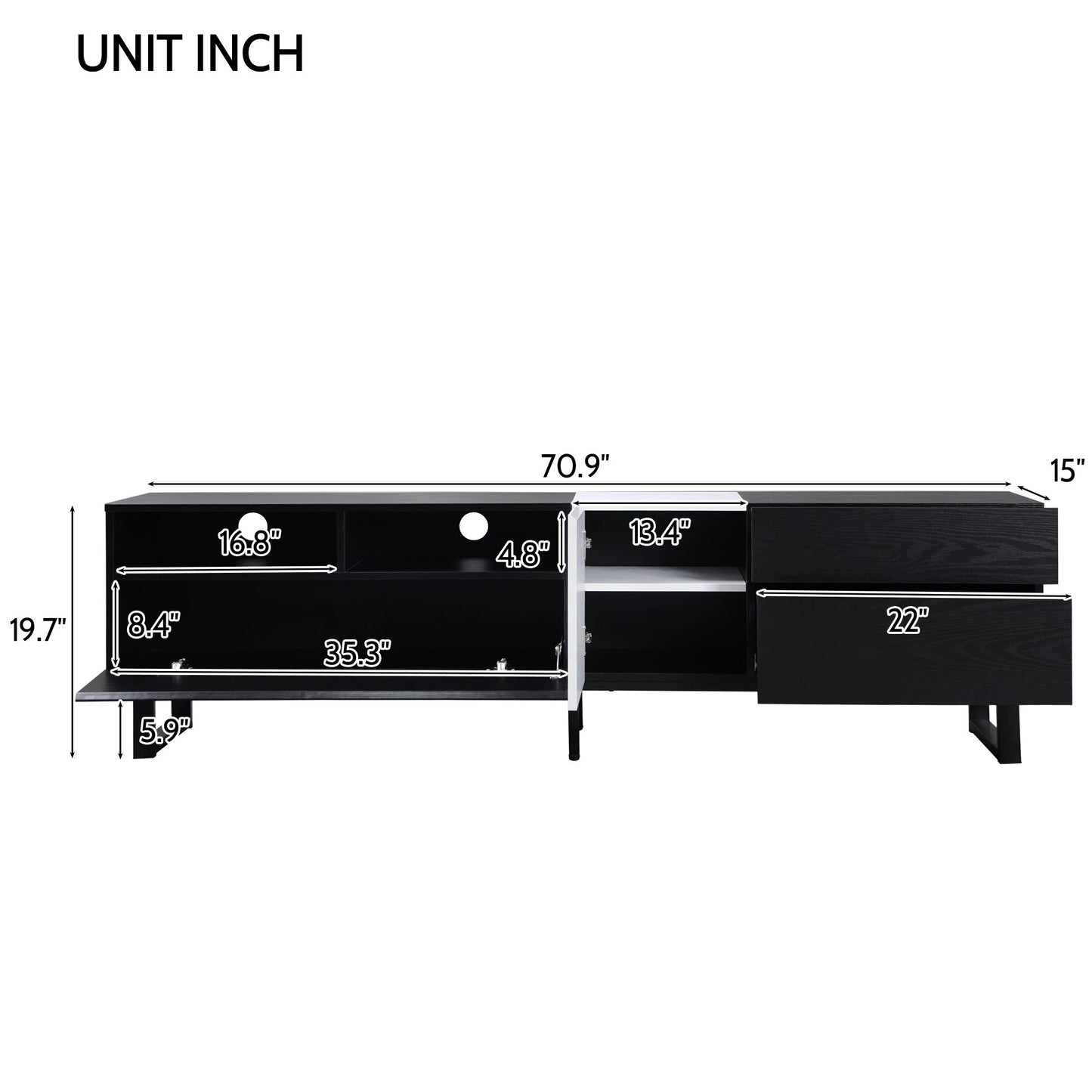 Double Storage TV Stand Console Table