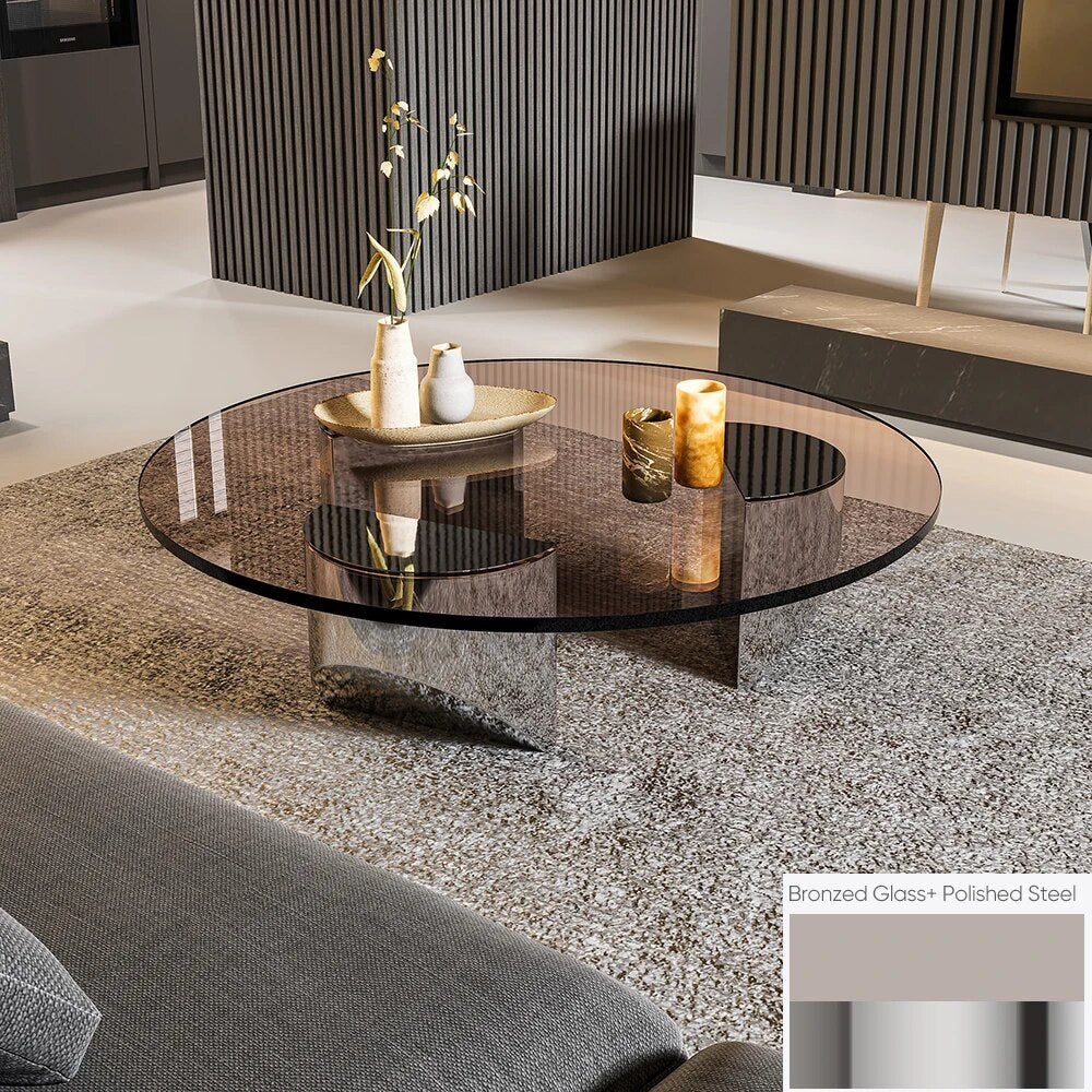 Round Polished Glass Coffee Table