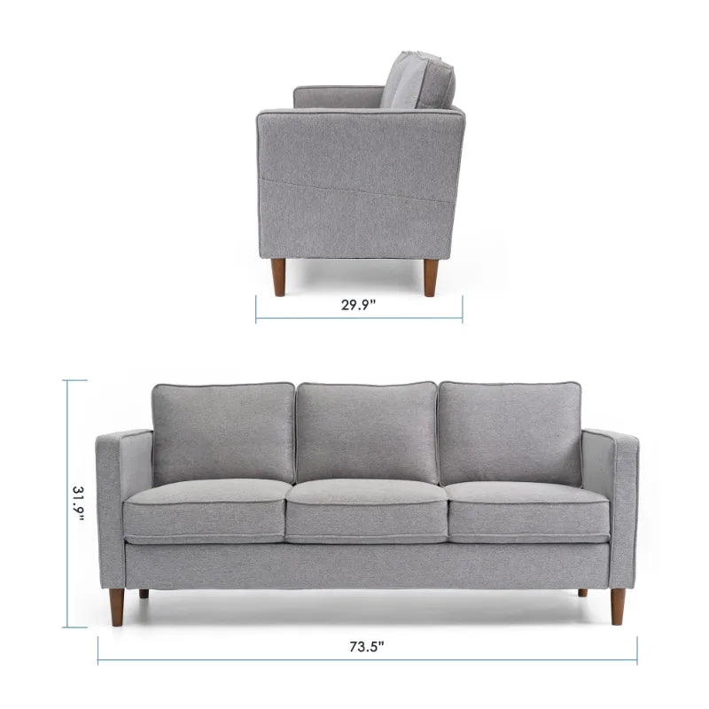 Upholstered Fabric Sofa with Armrest Pocket