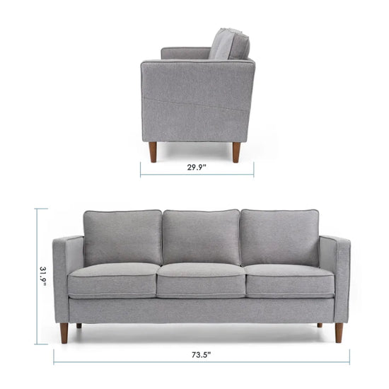 Upholstered Fabric Sofa with Armrest Pocket