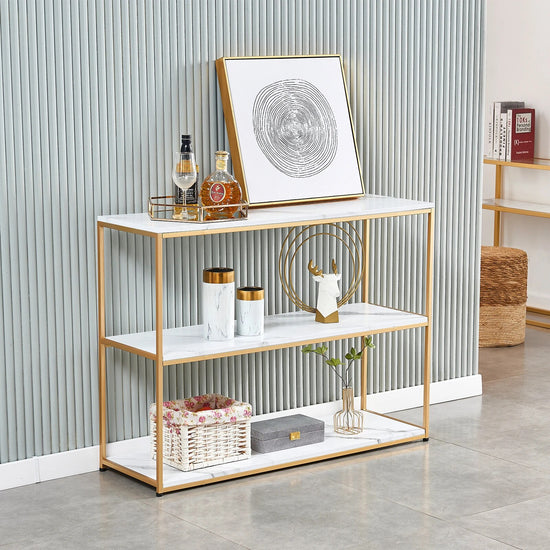 3-Layer Marble Top Console Table