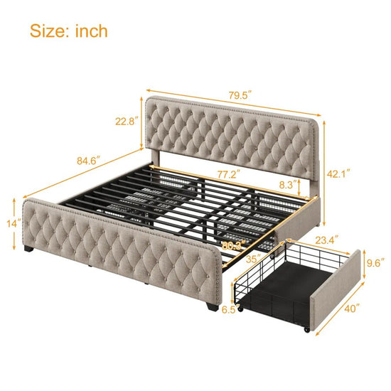 King Size Upholstered Bed