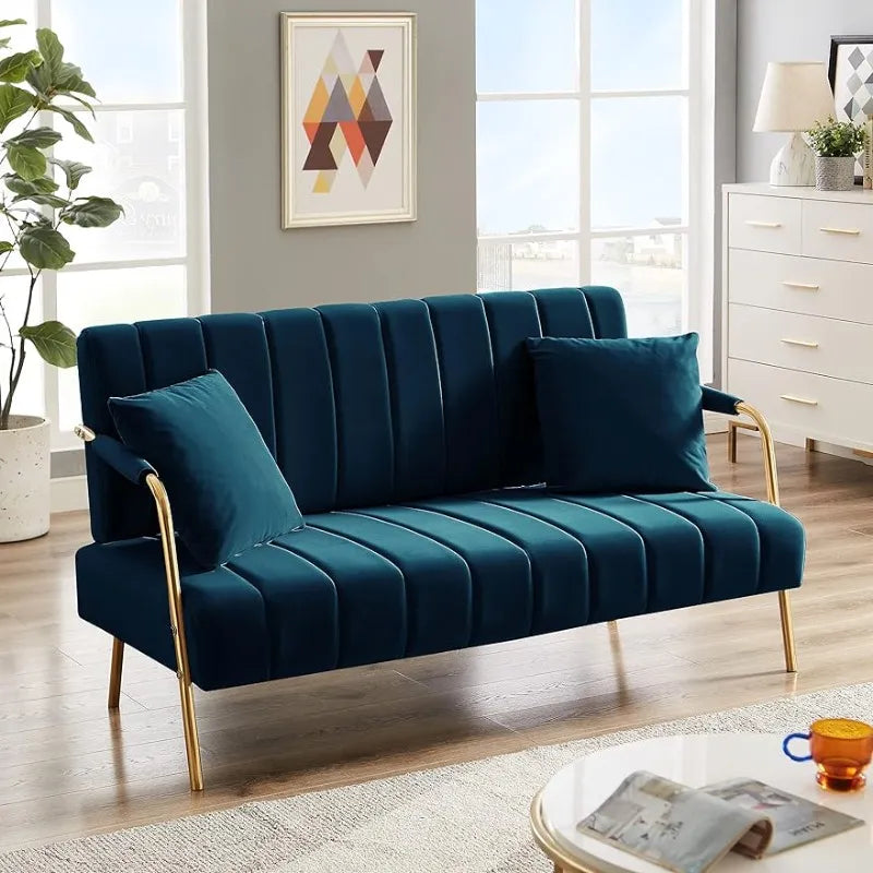 Velvet Upholstered Tufted Futon Sofa