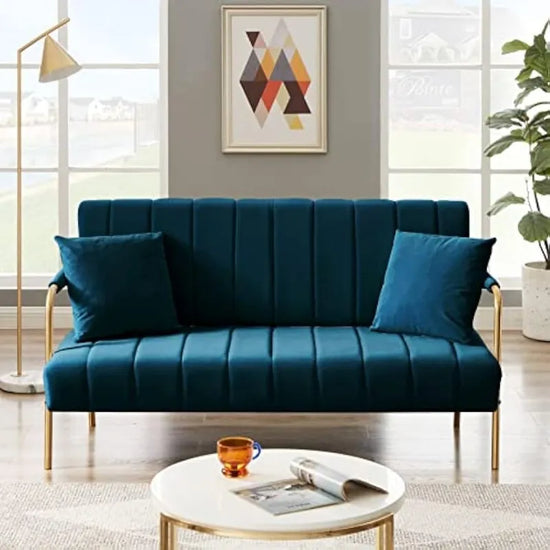 Velvet Upholstered Tufted Futon Sofa