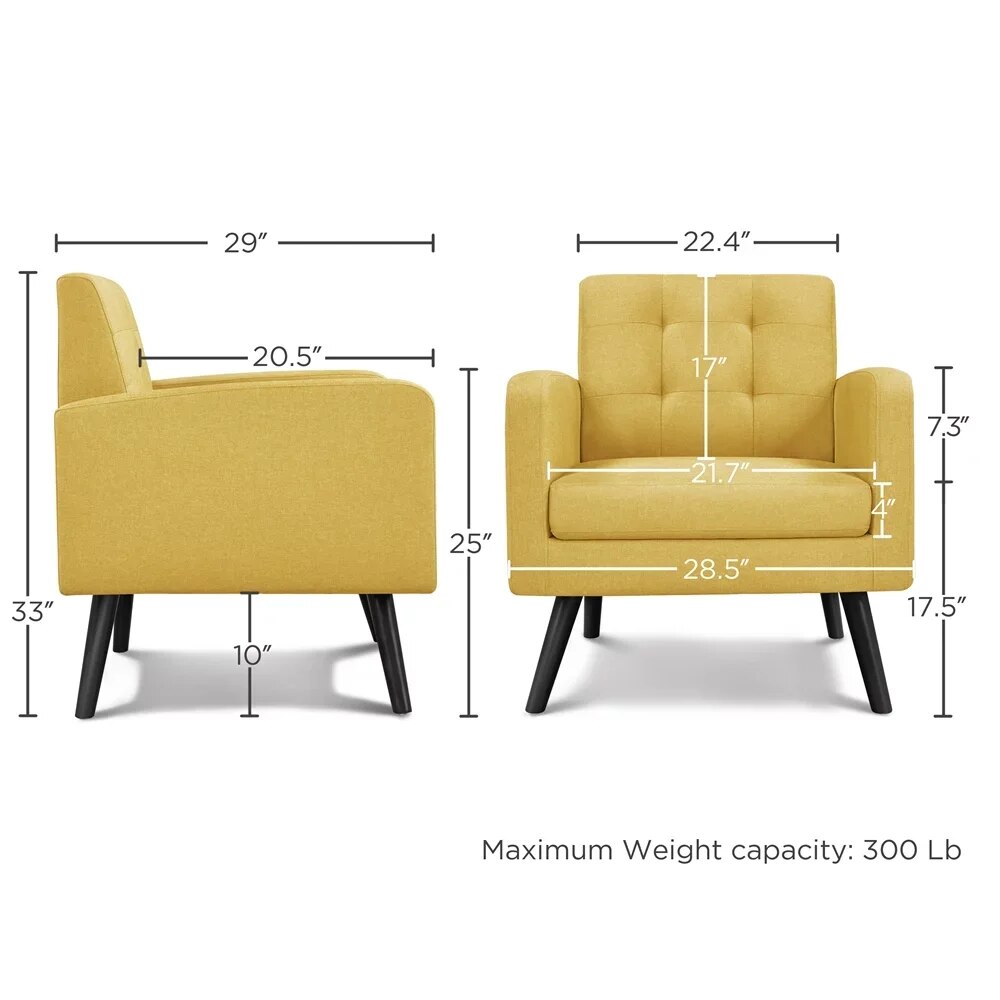 Modern Yellow Accent Armchair