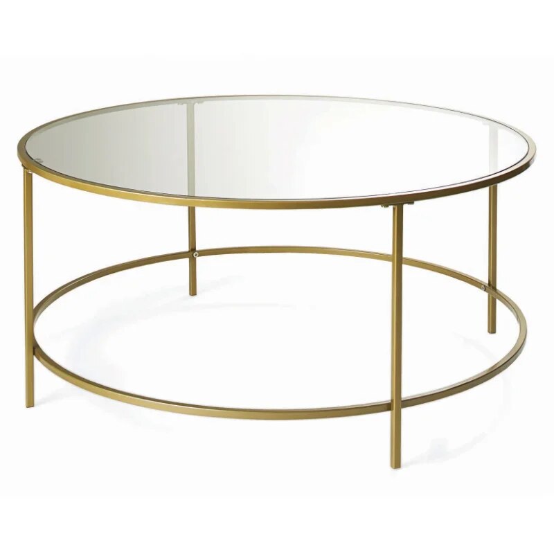 Round Gold Finish Coffee Table