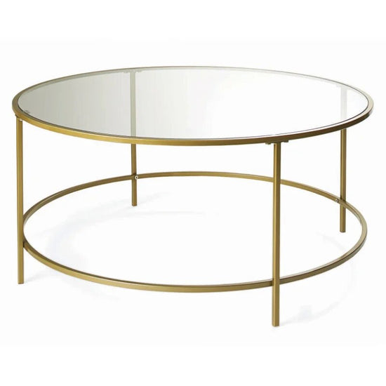 Round Gold Finish Coffee Table