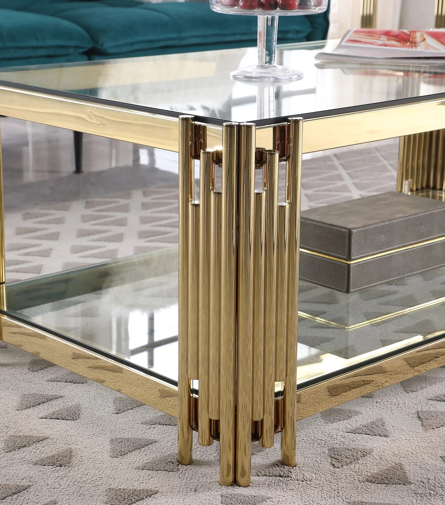 Glass Top Rectangular Coffee Table