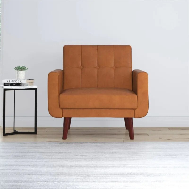 Camel Faux Leather Armchair