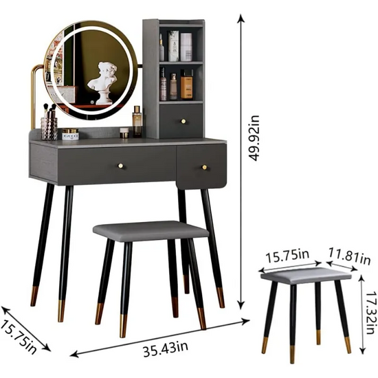 Vanity Dresser Set with Dimming Mirror