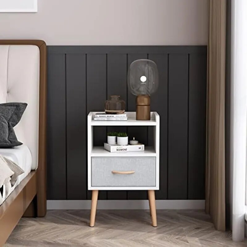 Minimalist NightStand with Fabric Drawer