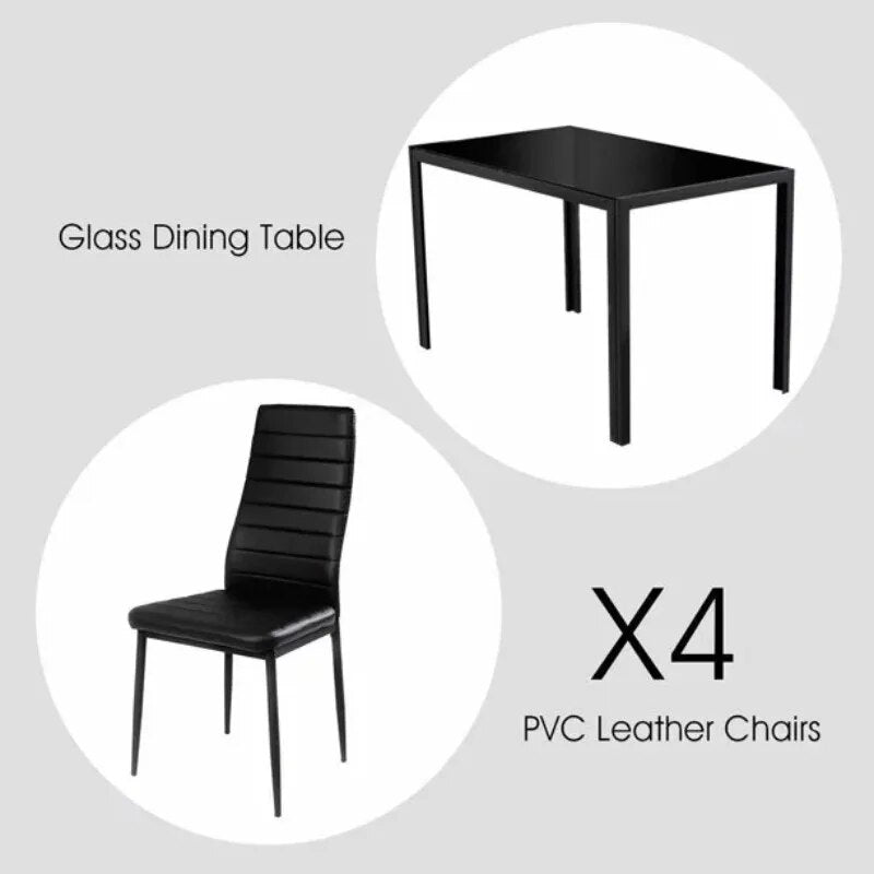 5 Piece Glass Dining Table Set