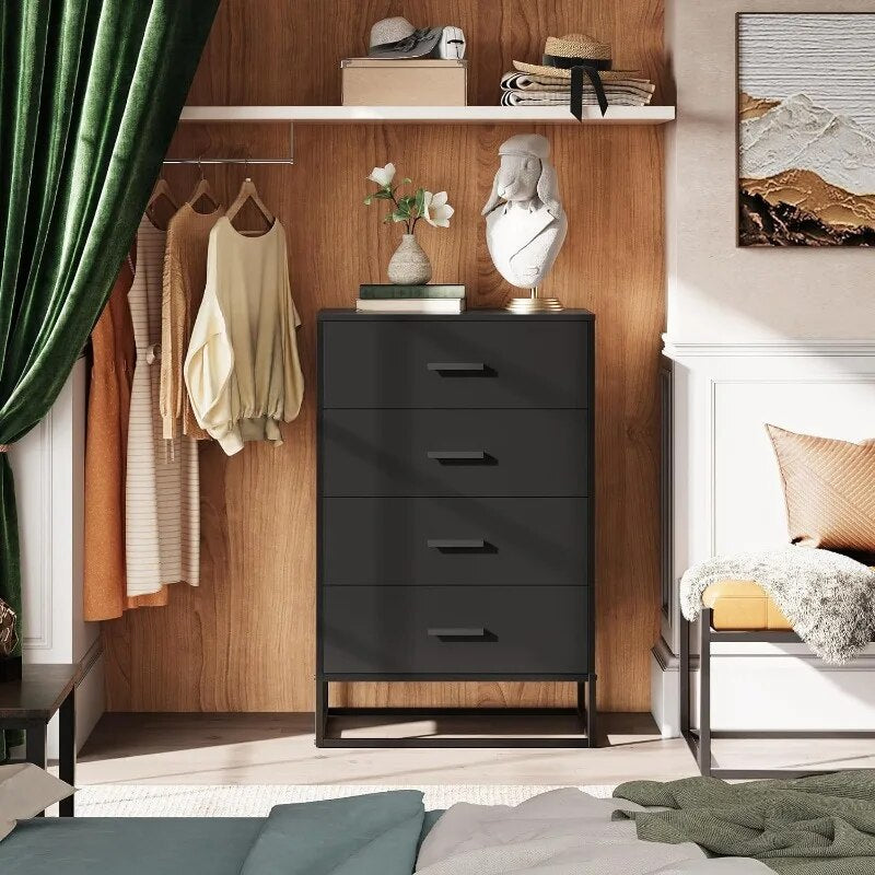 Tall Chest of Drawers with Metal Frame