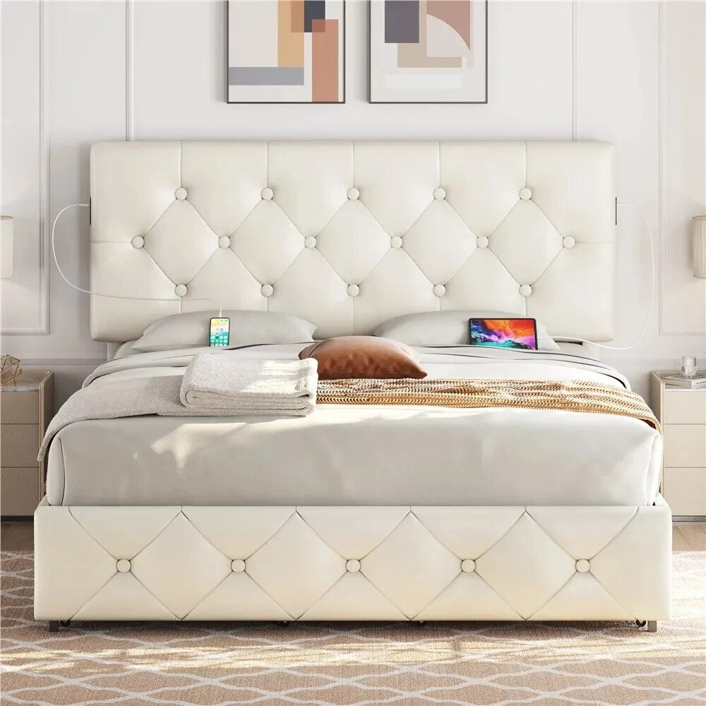 Faux Leather Upholstered Bed