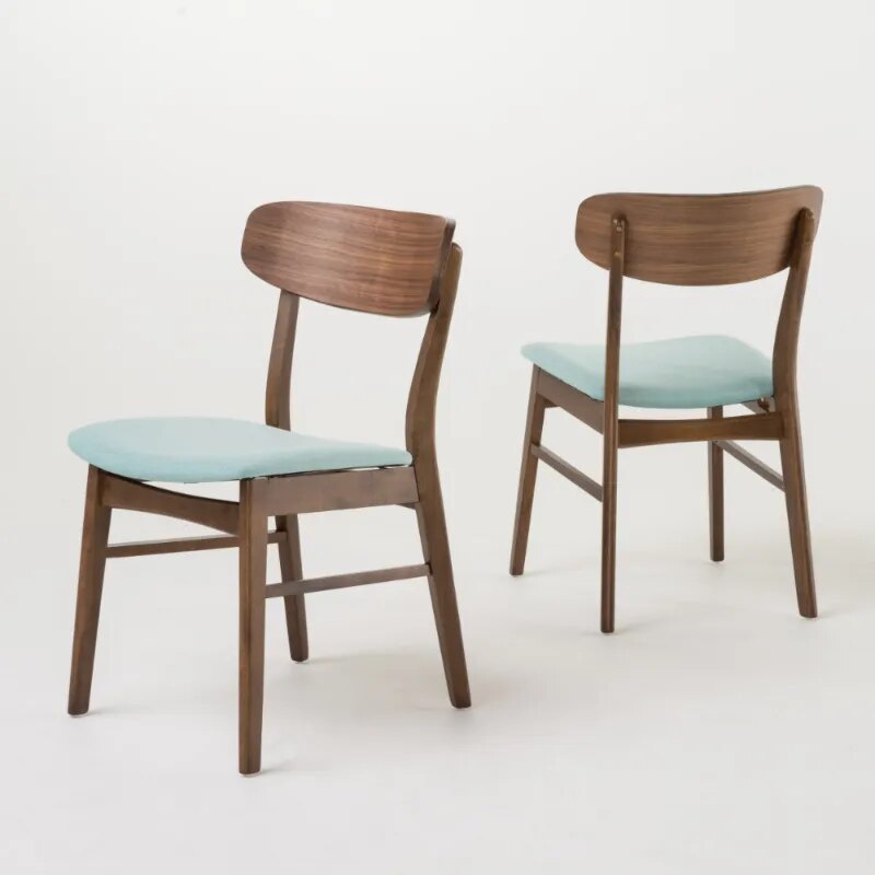 Mint Fabric Walnut Finish Dining Chair Set