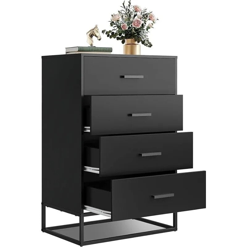 Tall Chest of Drawers with Metal Frame