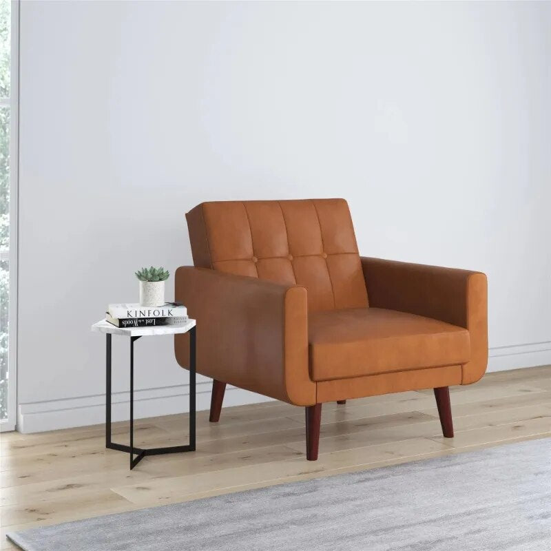 Camel Faux Leather Armchair