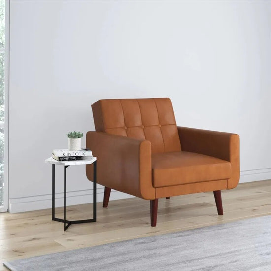 Camel Faux Leather Armchair