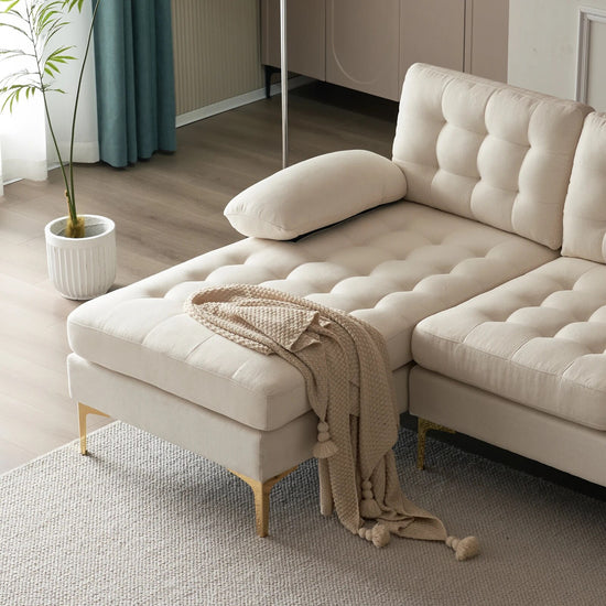 -shaped Sectional Beige Sofa