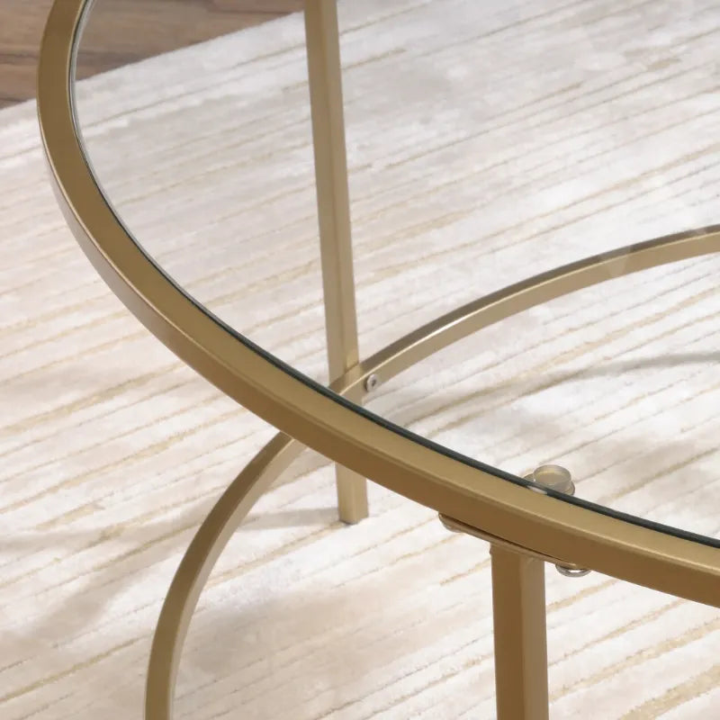 Round Gold Finish Coffee Table