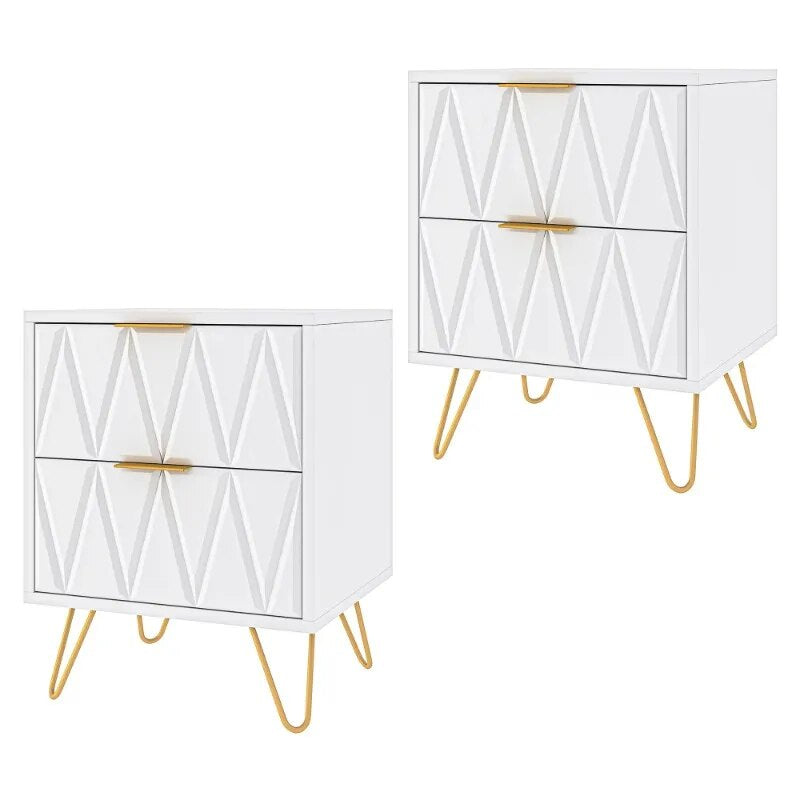 Modern 2 Drawers Nightstand Set