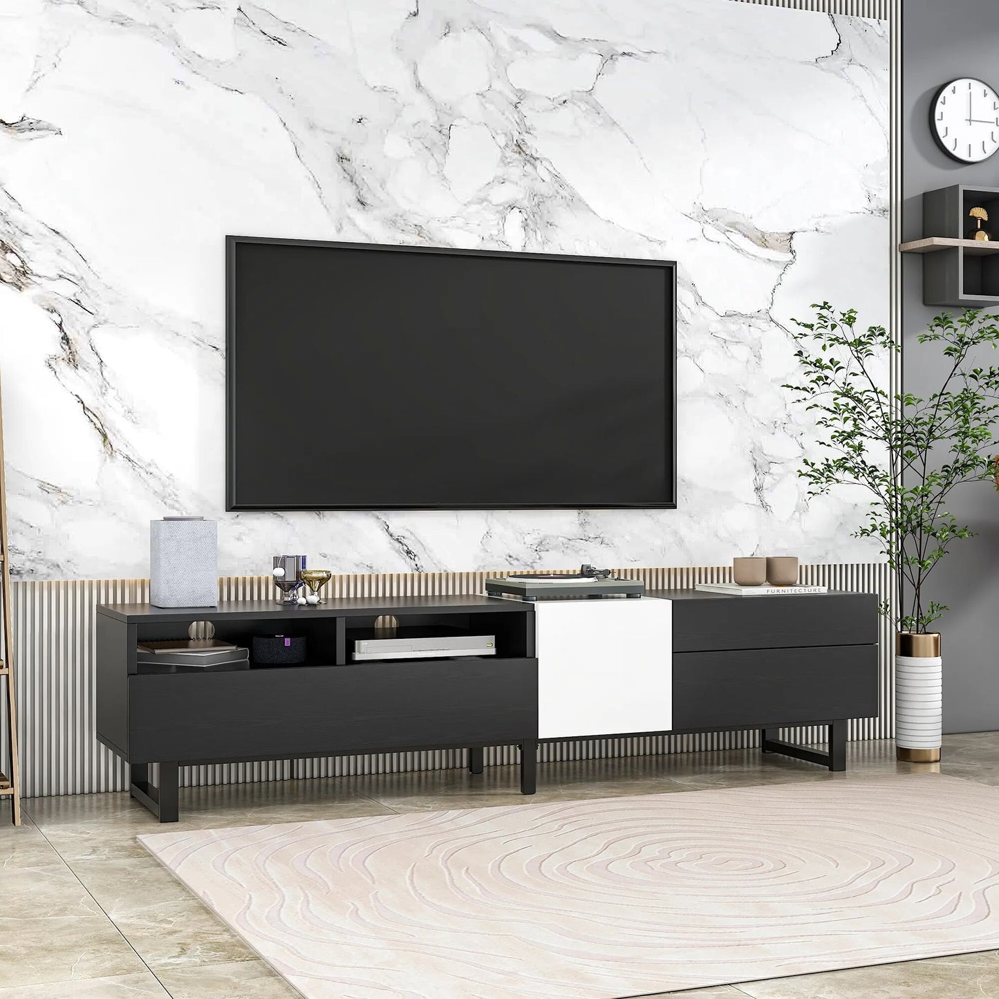 Double Storage TV Stand Console Table