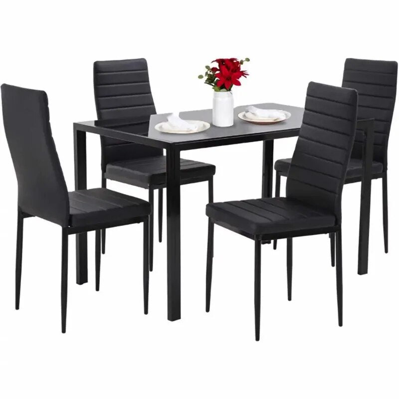 5 Piece Glass Dining Table Set