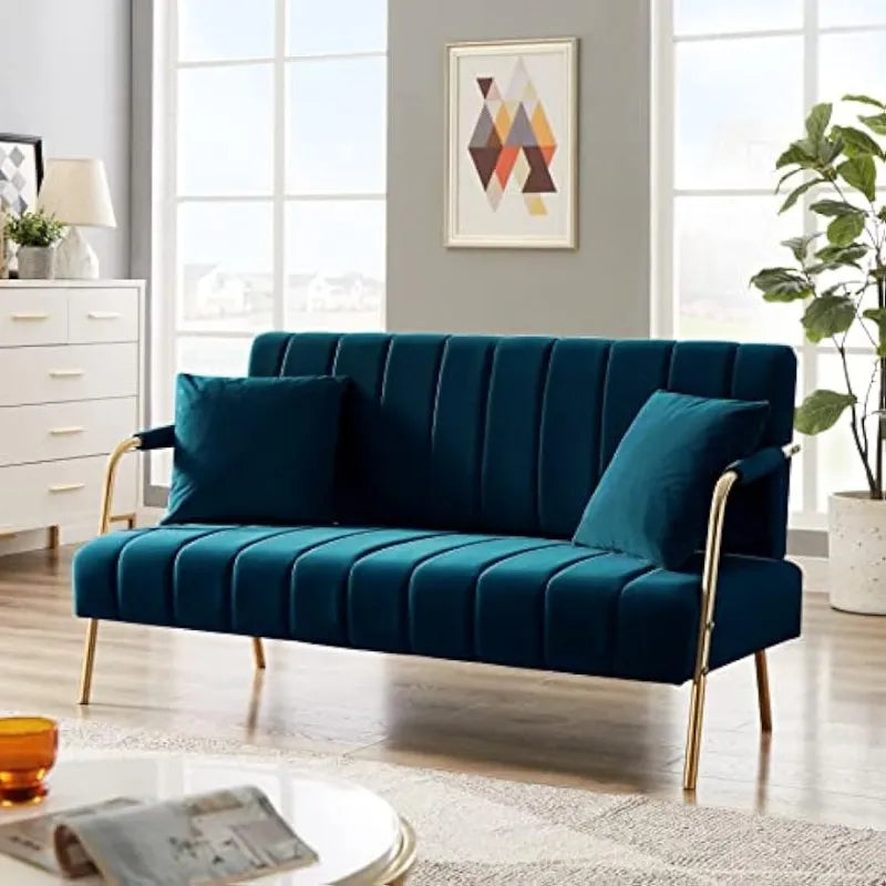 Velvet Upholstered Tufted Futon Sofa