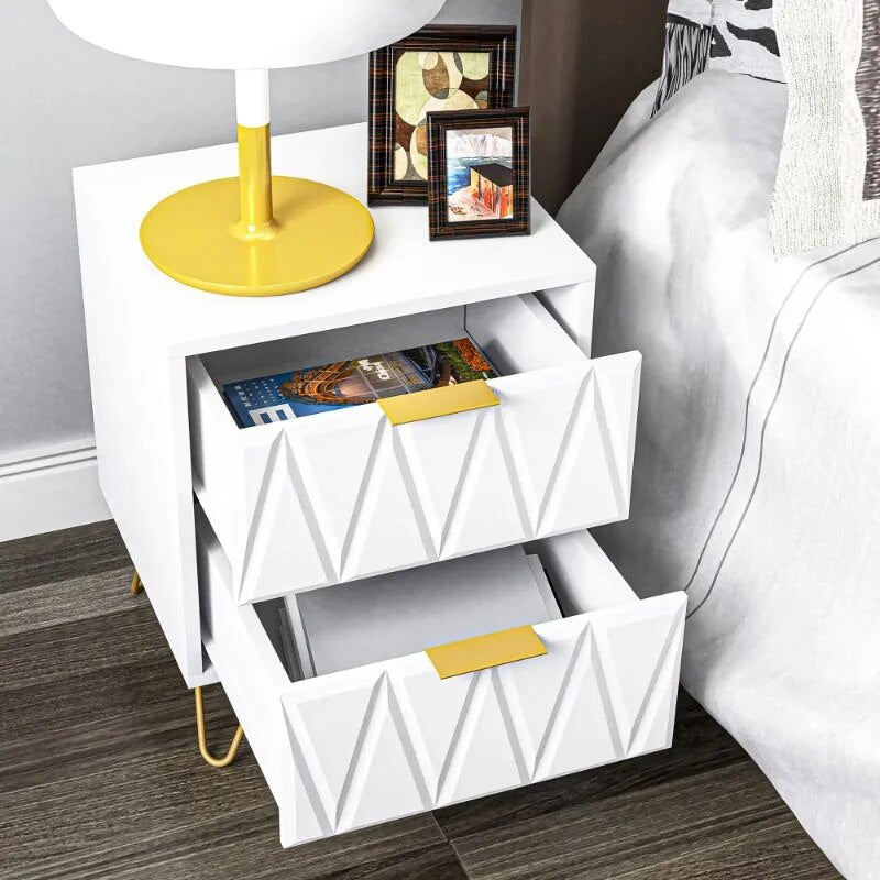 Modern 2 Drawers Nightstand Set