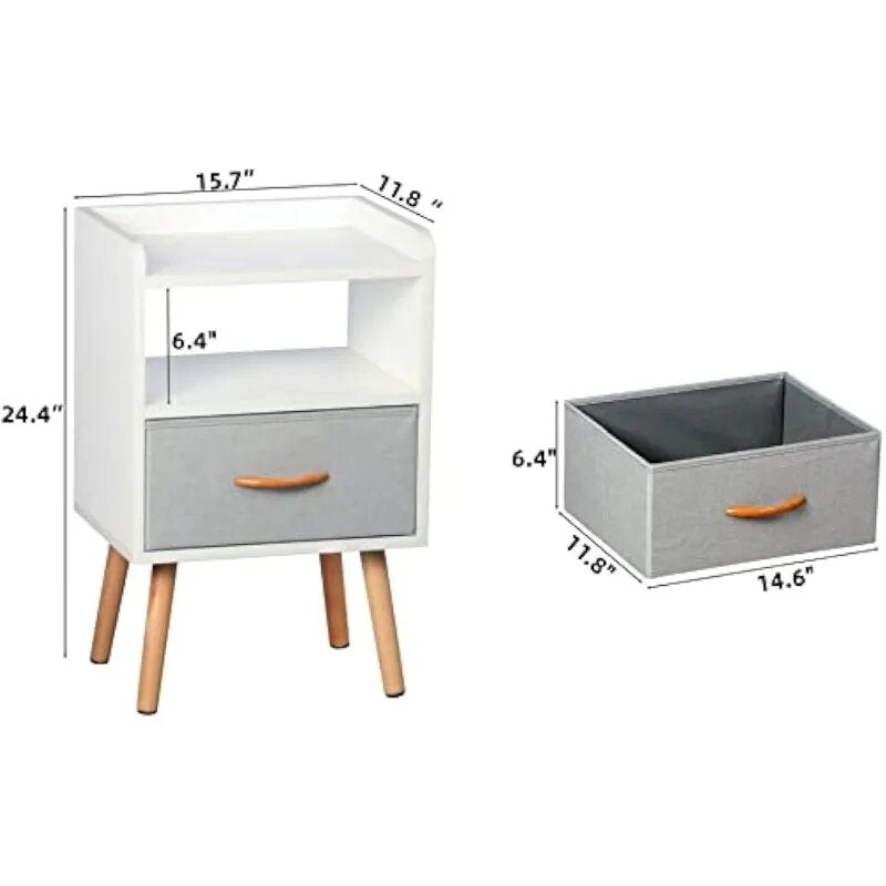 Minimalist NightStand with Fabric Drawer