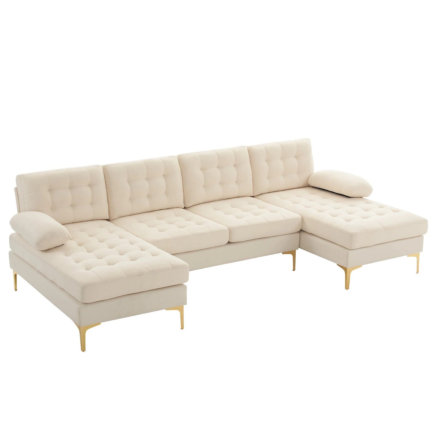 -shaped Sectional Beige Sofa