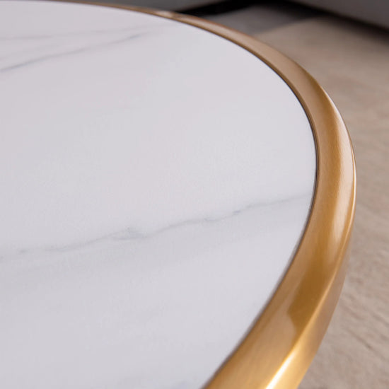 Marble Top White & Gold Round Coffee Table