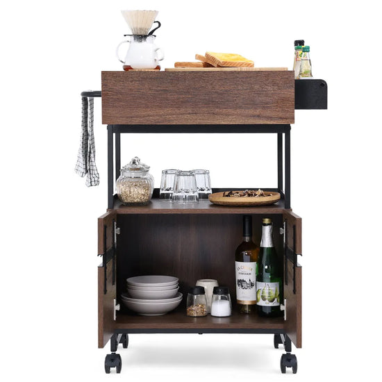 Rolling Kitchen Island with Storage Cabinet