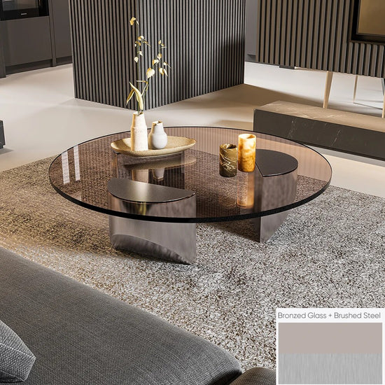 Round Polished Glass Coffee Table