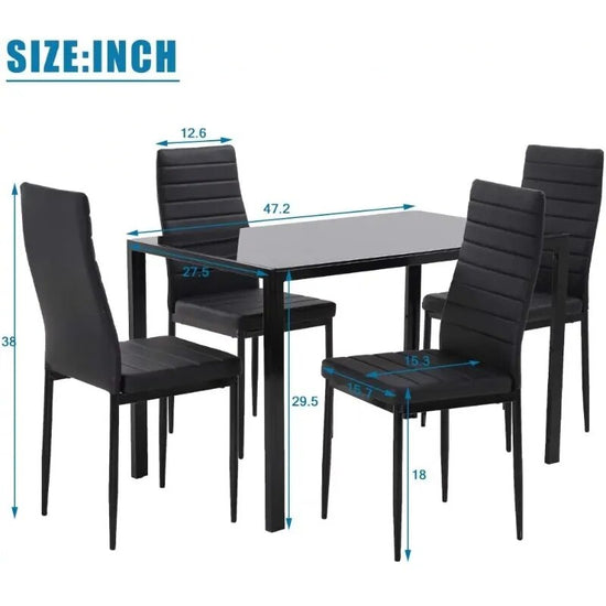 5 Piece Glass Dining Table Set