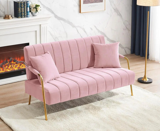 Velvet Upholstered Tufted Futon Sofa