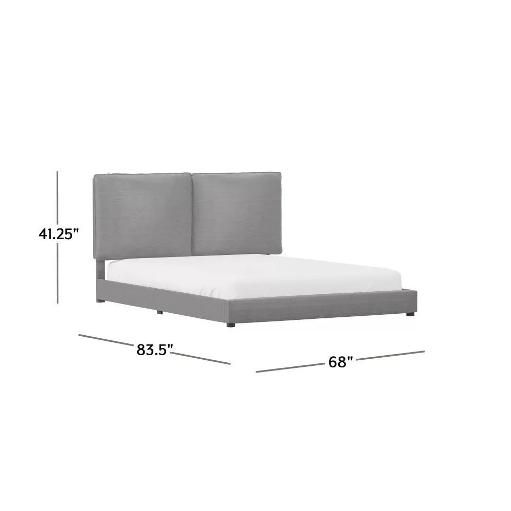 Grey Upholstered Queen Bed Frame